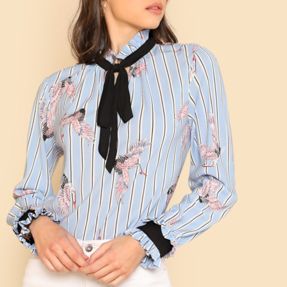 Chic Avant Garde Patterned Long Sleeve Blouse